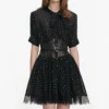 Black And Gold Chiffon Mini Dress