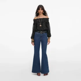 Black And Gold Chiffon Top
