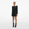 Black Boucle Contrast Collar Mini Dress Black Boucle Contrast Collar Mini Dress