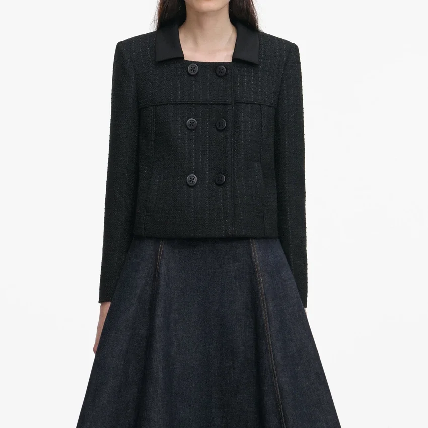 Black Boucle Cropped Jacket Black Boucle Cropped Jacket