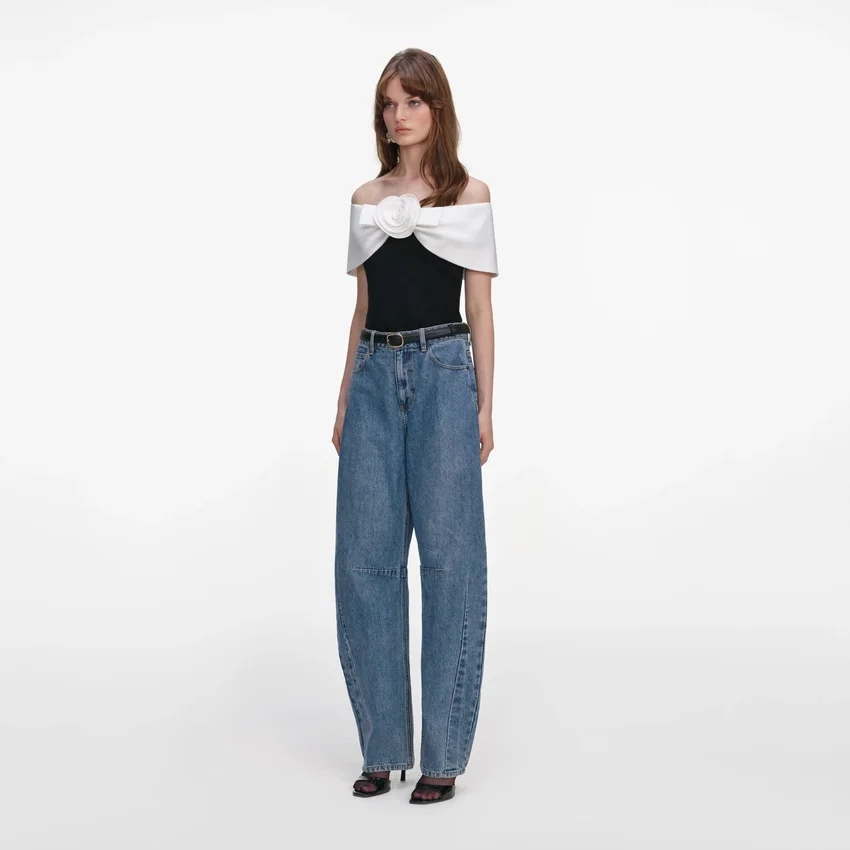 Black Crepe Flower Top Black Crepe Flower Top
