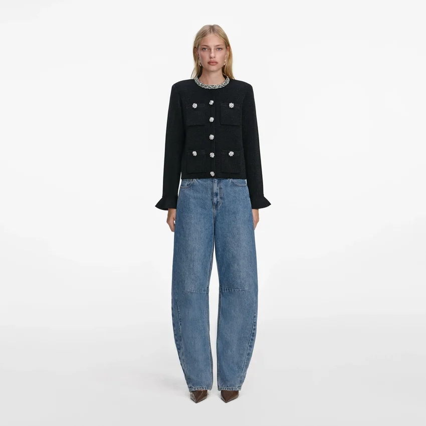 Black Crystal Button Cardigan Black Crystal Button Cardigan