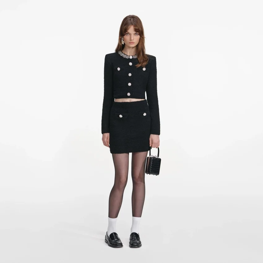 Black Crystal Trim Cardigan Black Crystal Trim Cardigan