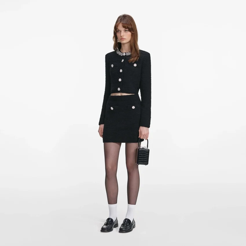 Black Crystal Trim Cardigan Black Crystal Trim Cardigan
