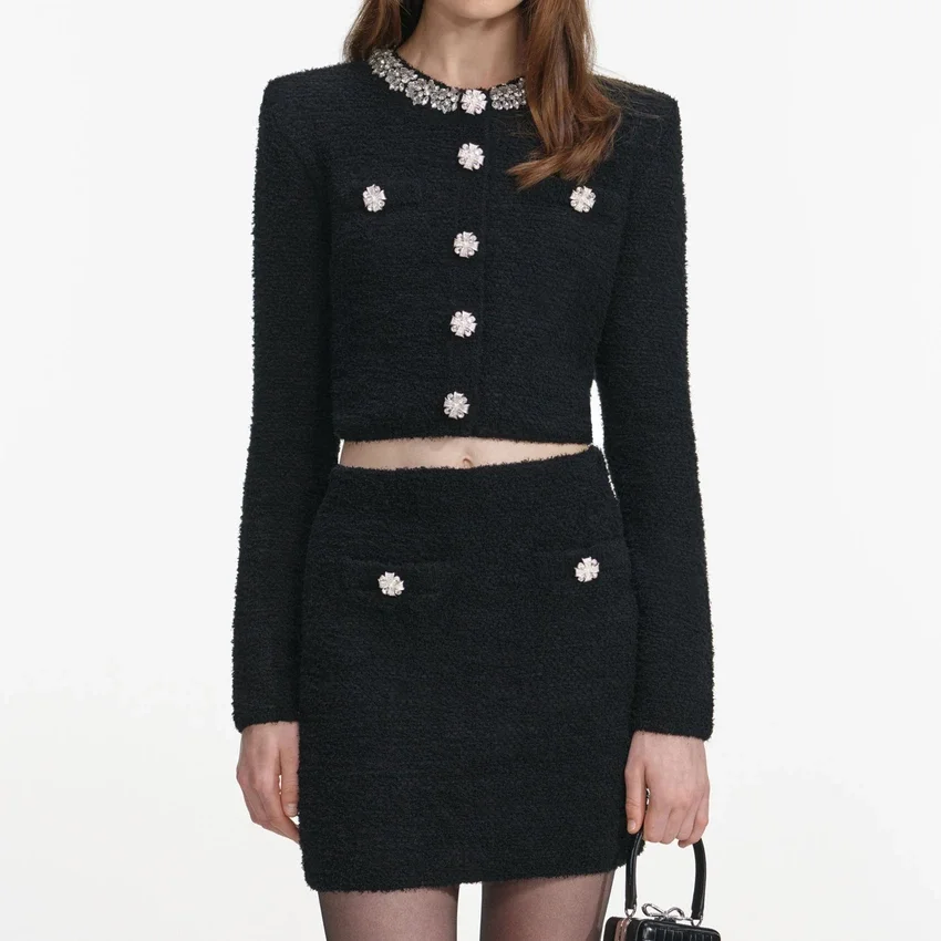 Black Crystal Trim Cardigan Black Crystal Trim Cardigan