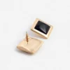 Black Enamel Gold Square Earrings