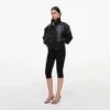Black Faux Leather Bomber Jacket Black Faux Leather Bomber Jacket