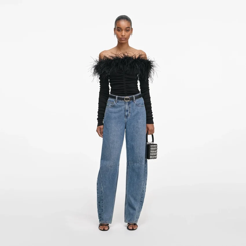 Black Feather Viscose Knit Top Black Feather Viscose Knit Top