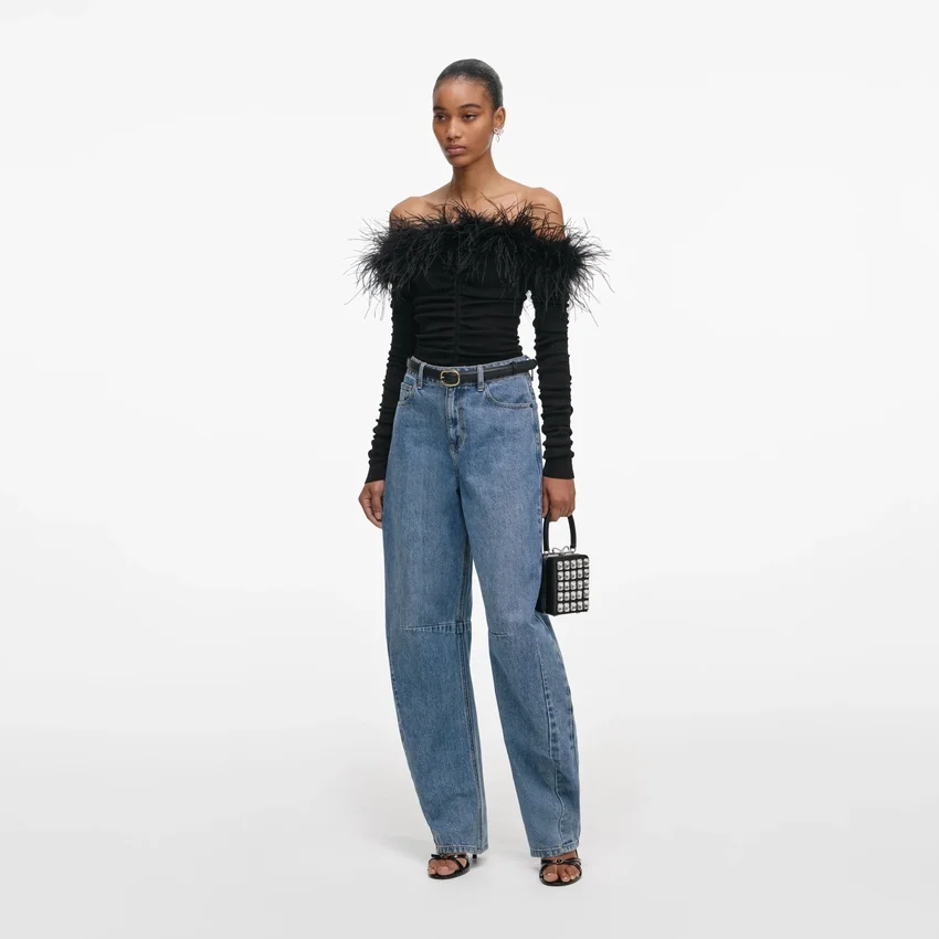 Black Feather Viscose Knit Top Black Feather Viscose Knit Top
