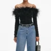 Black Feather Viscose Knit Top Black Feather Viscose Knit Top