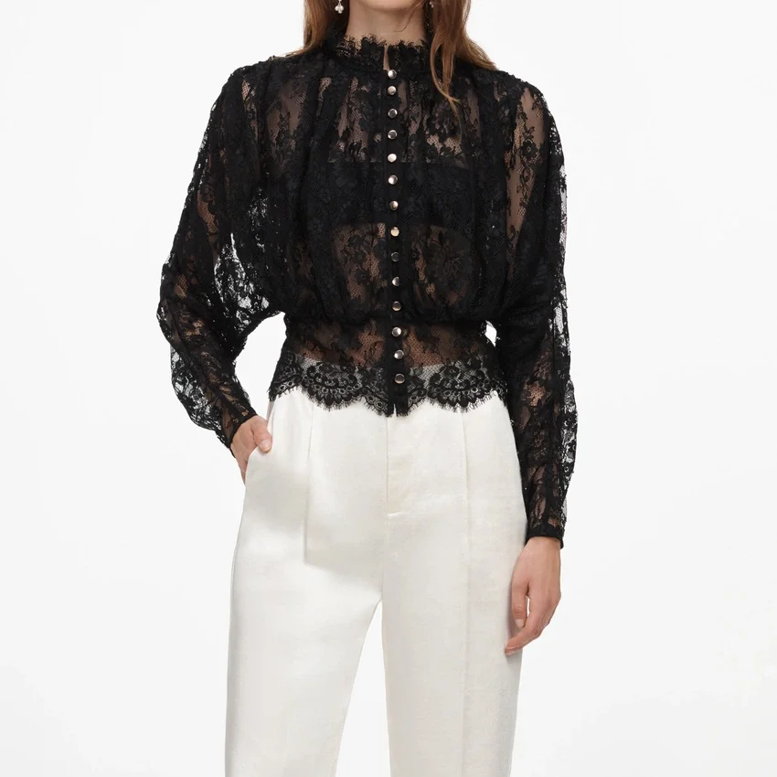 Black Lace High Neck Blouse Black Lace High Neck Blouse