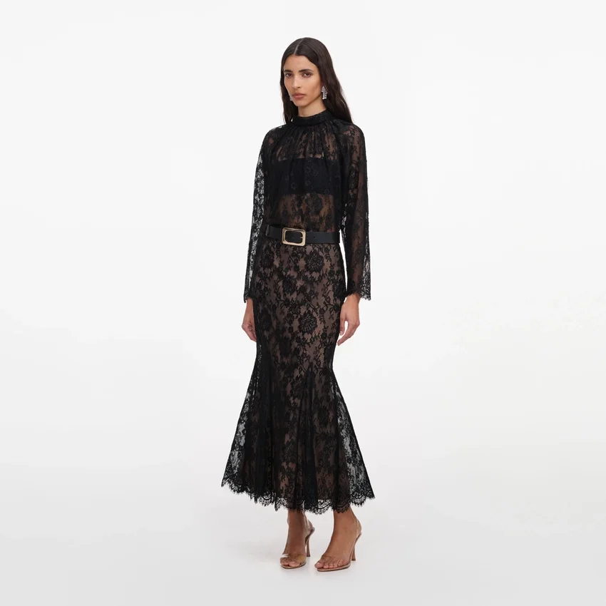 Black Lace Midi Skirt Black Lace Midi Skirt