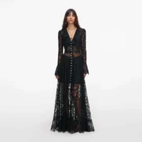Black Lace Ruffle Maxi Dress Black Lace Ruffle Maxi Dress