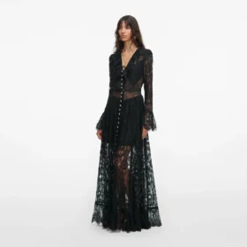 Black Lace Ruffle Maxi Dress Black Lace Ruffle Maxi Dress