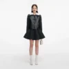 Black Leather Contrast Collar Jacket Black Leather Contrast Collar Jacket