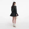 Black Leather Contrast Collar Jacket Black Leather Contrast Collar Jacket