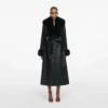 Black Leather Faux Fur Collared Coat Black Leather Faux Fur Collared Coat