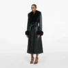 Black Leather Faux Fur Collared Coat Black Leather Faux Fur Collared Coat