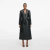 Black Leather Faux Fur Collared Coat Black Leather Faux Fur Collared Coat