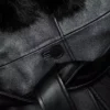 Black Leather Faux Fur Collared Coat Black Leather Faux Fur Collared Coat