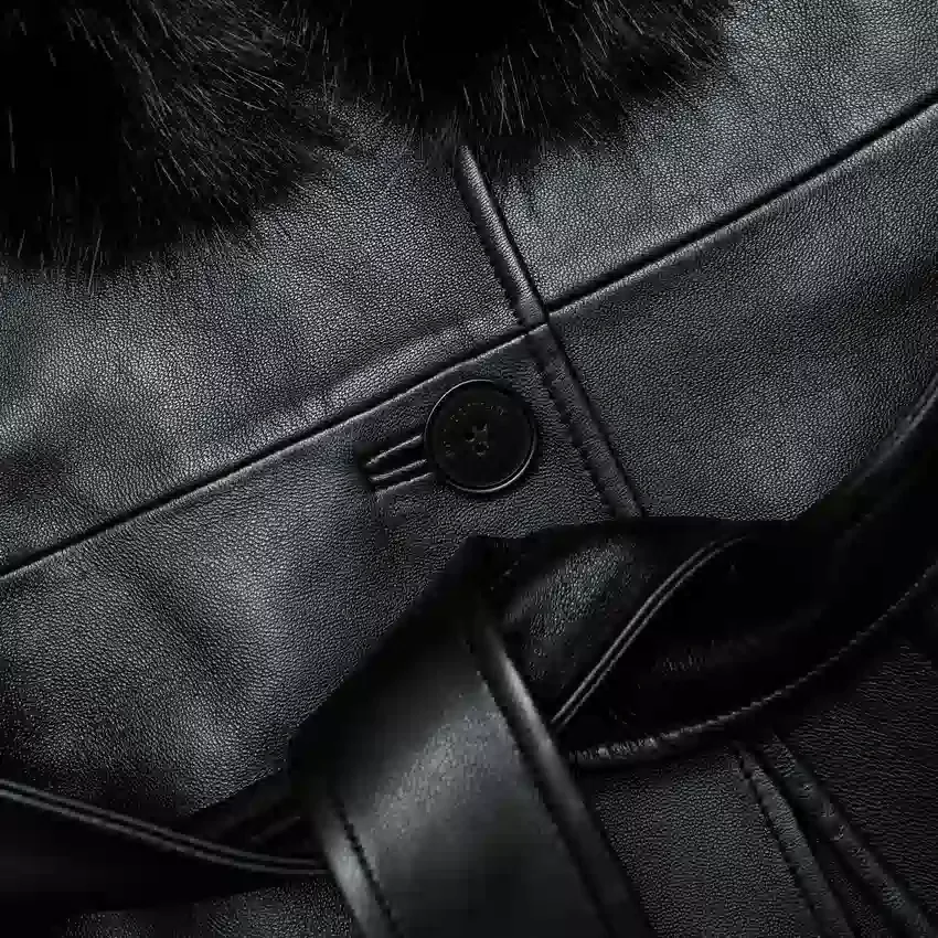 Black Leather Faux Fur Collared Coat Black Leather Faux Fur Collared Coat