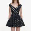 Black Polka Dot Cotton Mini Dress