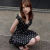 Black Polka Dot Cotton Mini Dress