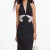 Black Polka Dot Halter Neck Maxi Dress Black Polka Dot Halter Neck Maxi Dress