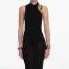 Black Racer Back Viscose Knit Maxi Dress