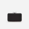 Black Satin Crystal Clutch Bag