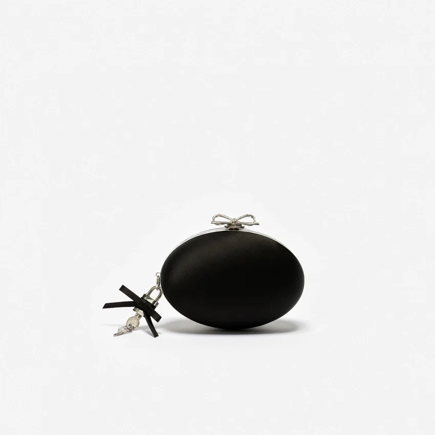 Black Satin Oval Clutch Black Satin Oval Clutch