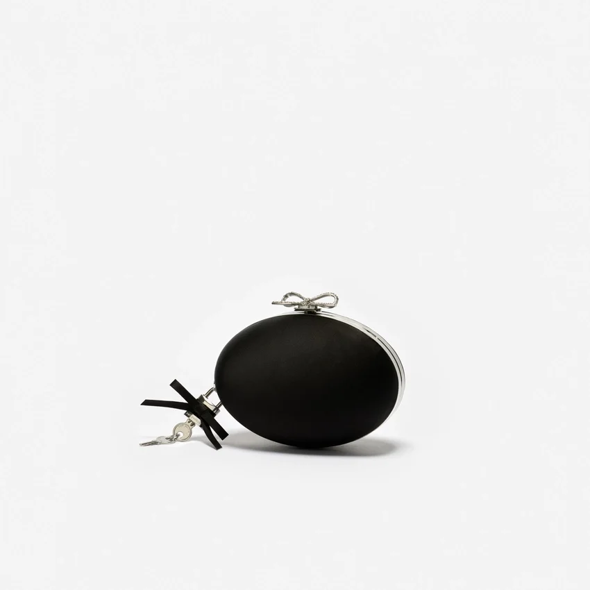 Black Satin Oval Clutch Black Satin Oval Clutch