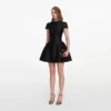 Black Taffeta Collared Mini Dress Black Taffeta Collared Mini Dress