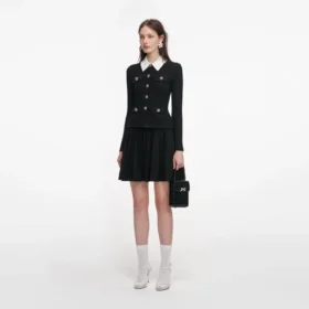 Black Tailored Knit Mini Dress