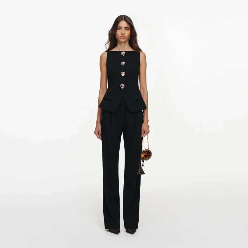 Black Wool Crepe Jumpsuit Black Wool Crepe Jumpsuit
