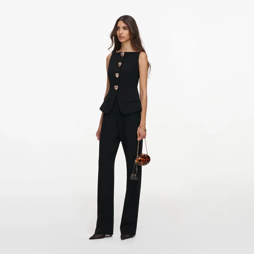 Black Wool Crepe Jumpsuit Black Wool Crepe Jumpsuit
