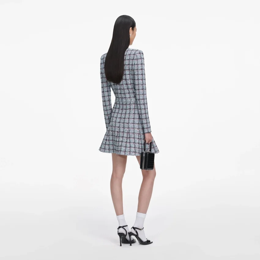 Blue Check Knit Mini Skirt Blue Check Knit Mini Skirt