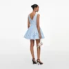 Blue Cotton Embroidered Mini Dress