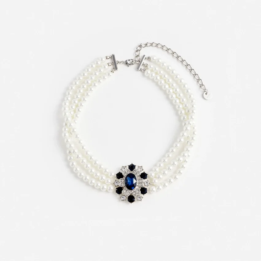 Blue Crystal Pearl Choker Blue Crystal Pearl Choker
