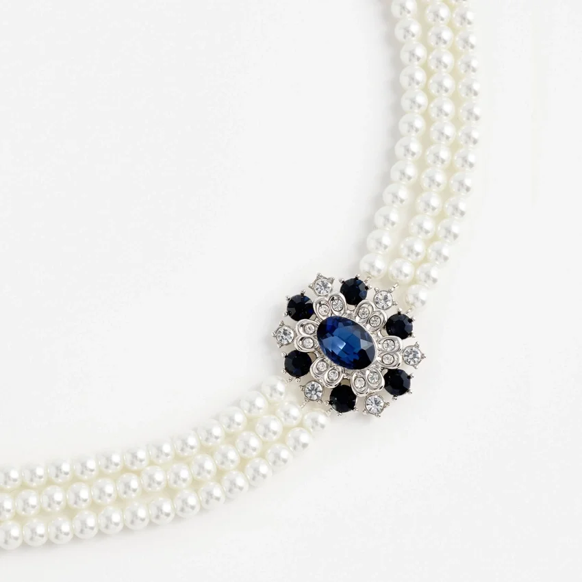 Blue Crystal Pearl Choker Blue Crystal Pearl Choker
