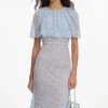 Blue Lace Cape Midi Dress