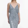 Blue Rhinestone Mesh Maxi Dress