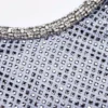 Blue Rhinestone Mesh Midi Dress