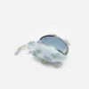 Blue Satin Floral Beaded Oval Clutch