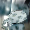 Blue Satin Floral Beaded Oval Clutch