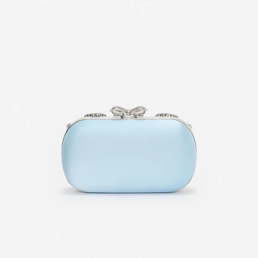 Blue Satin Multi Crystal Clutch Bag Blue Satin Multi Crystal Clutch Bag