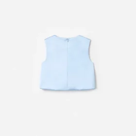 Blue Satin Sequin Flower Top