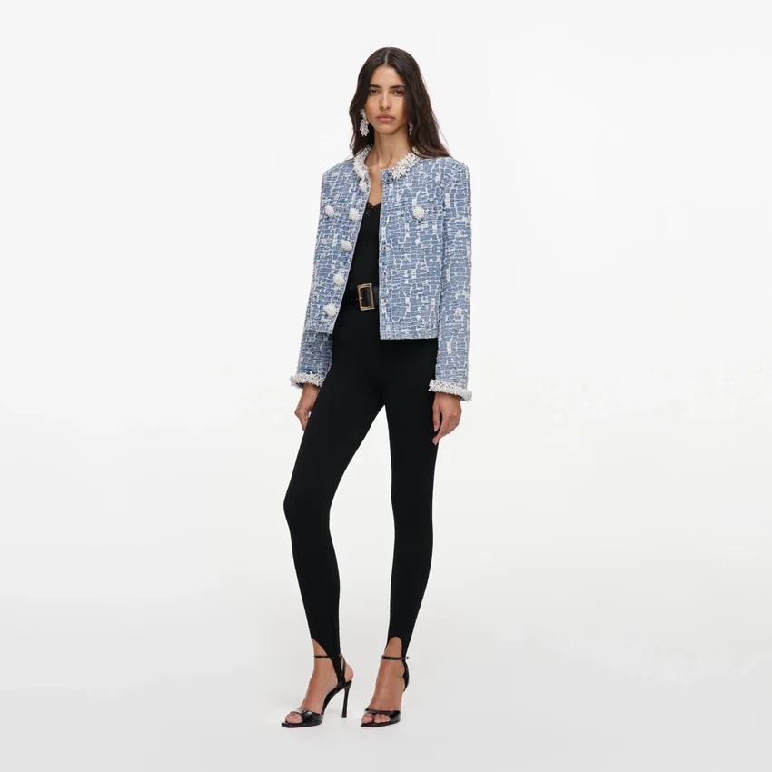 Blue Textured Denim Jacket Blue Textured Denim Jacket