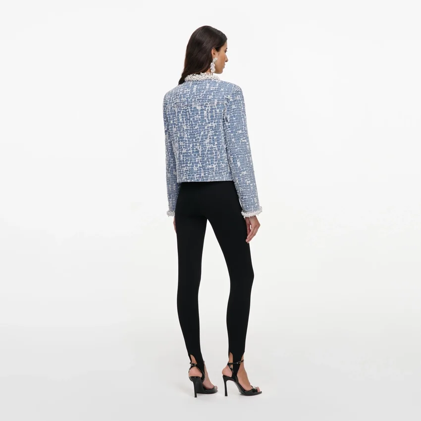 Blue Textured Denim Jacket Blue Textured Denim Jacket