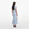 Blue Viscose Lace Midi Dress